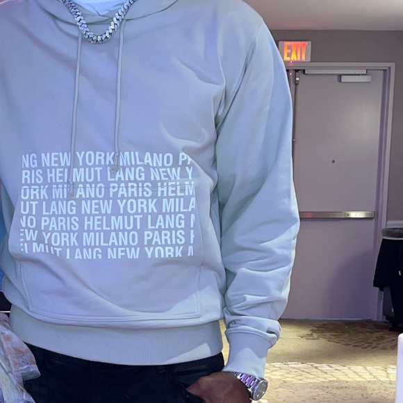 HELMUT LANG Mens PULLOVER HOODY Sweatshirt Paris New York Milan Size Large - Picture 4 of 9